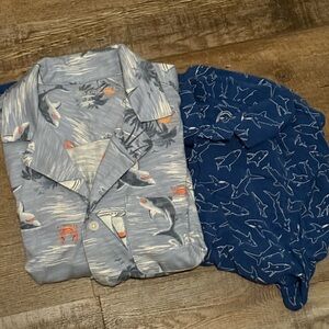 Boys Button Up Collared T Shirts in Shark Prints - Set of 2. Size 6/7